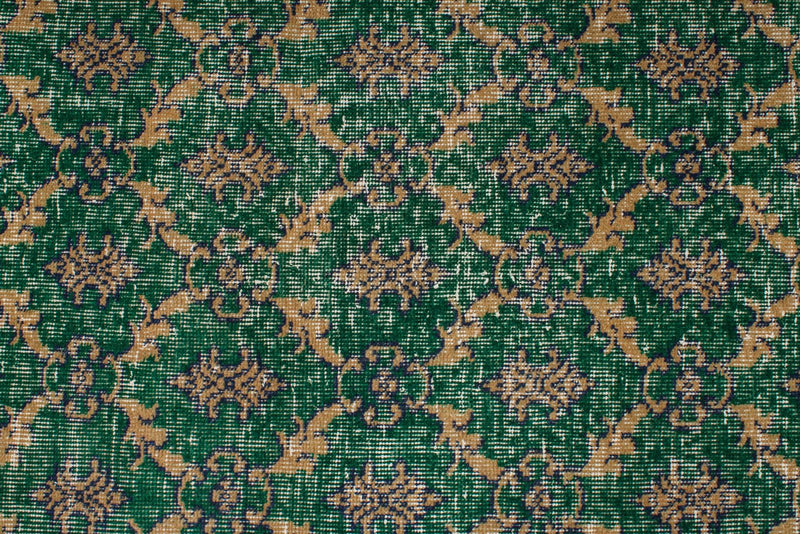 4x7 Green and Multicolor Turkish Anatolian Rug