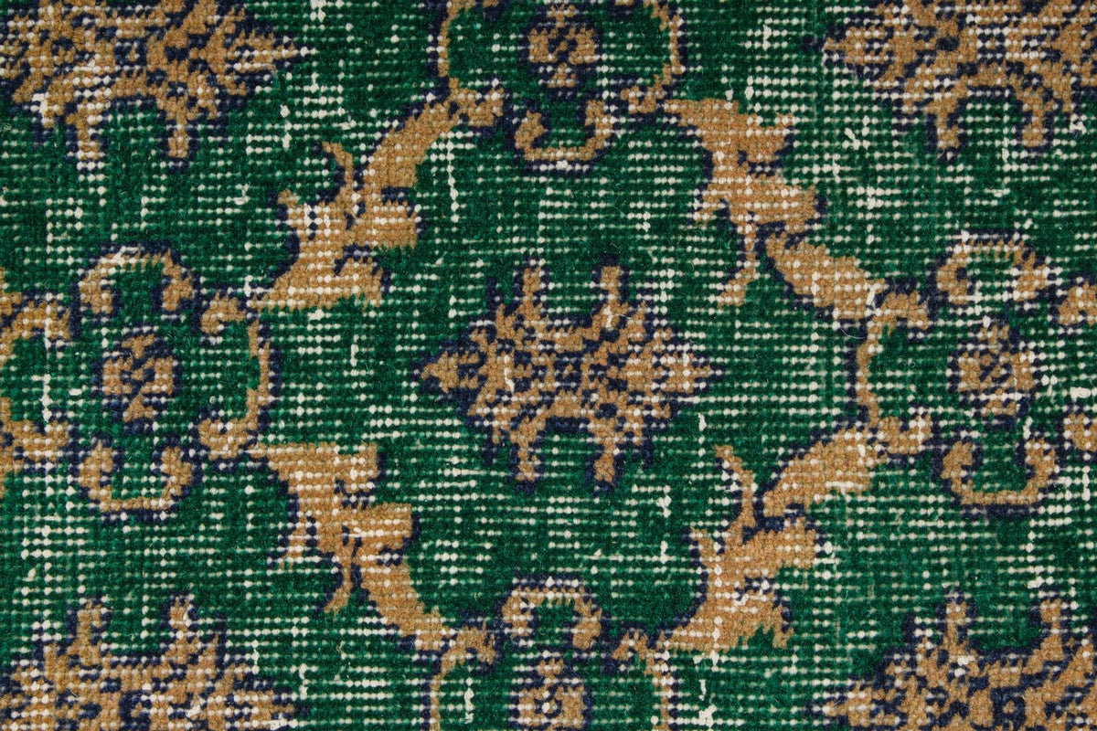 4x7 Green and Multicolor Turkish Anatolian Rug