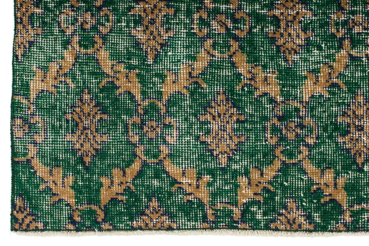 4x7 Green and Multicolor Turkish Anatolian Rug