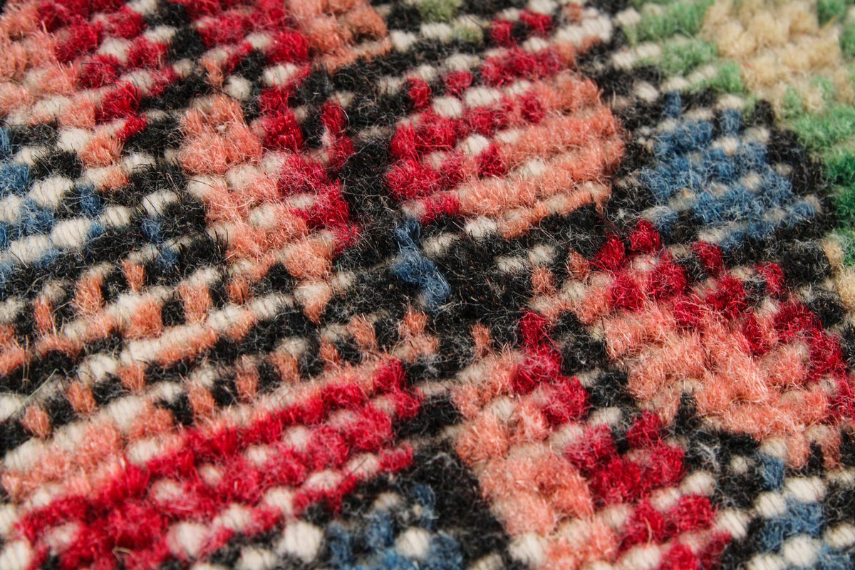 4x7 Green and Magenta Turkish Anatolian Rug