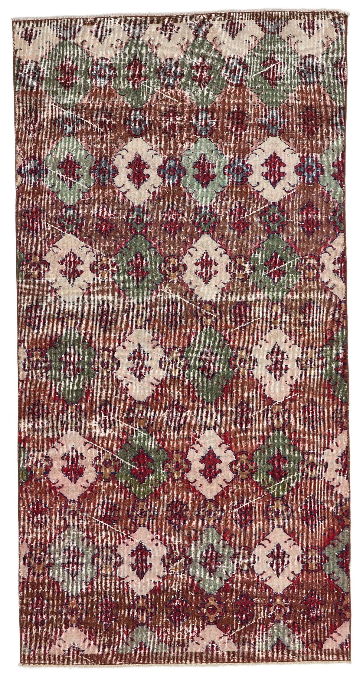 4x7 Brown and Multicolor Turkish Anatolian Rug