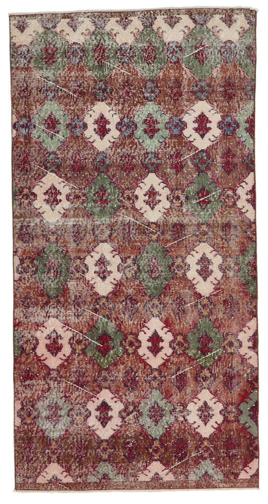 4x7 Brown and Multicolor Turkish Anatolian Rug