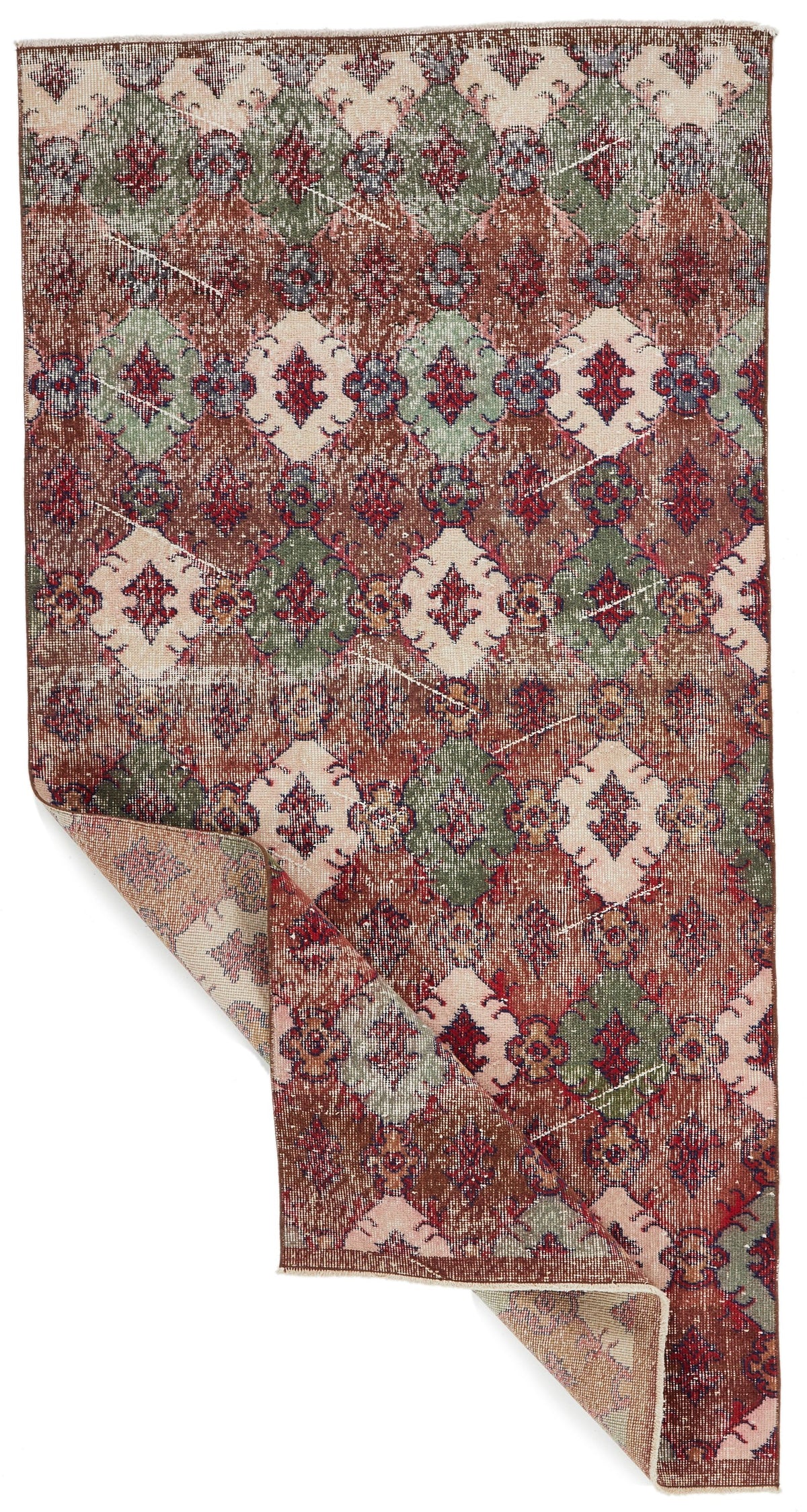4x7 Brown and Multicolor Turkish Anatolian Rug