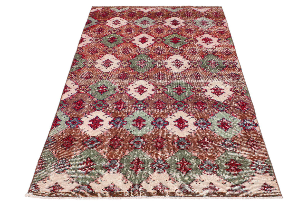 4x7 Brown and Multicolor Turkish Anatolian Rug