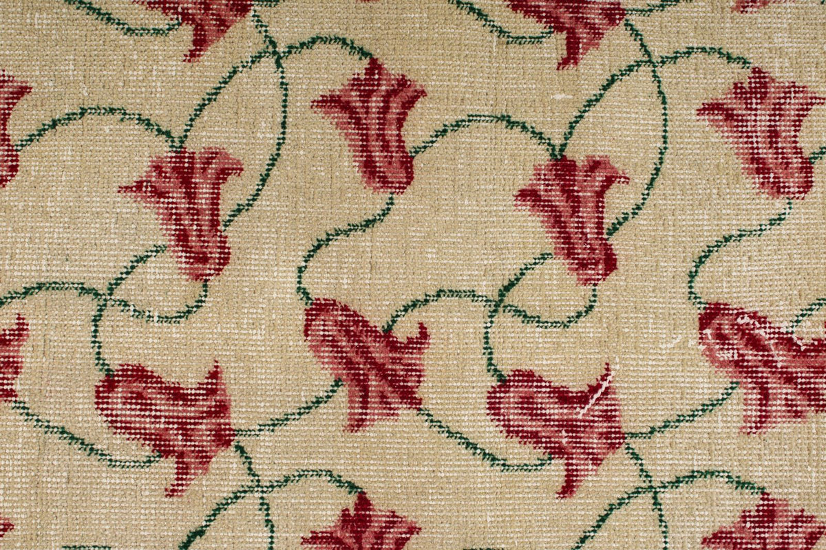 4x7 Ivory and Green Turkish Anatolian Rug