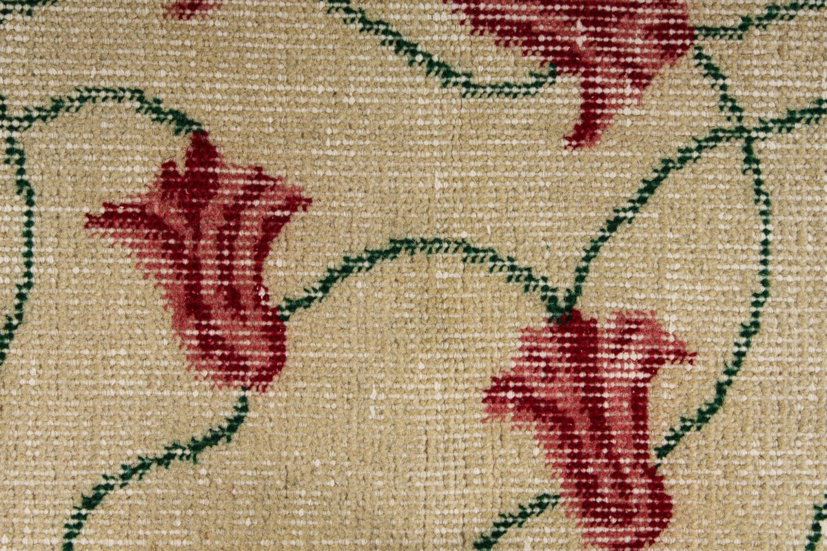 4x7 Ivory and Green Turkish Anatolian Rug