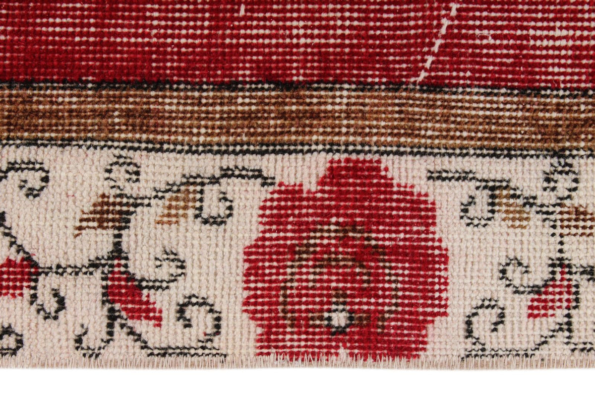 4x7 Red and Ivory Turkish Overdyed Rug