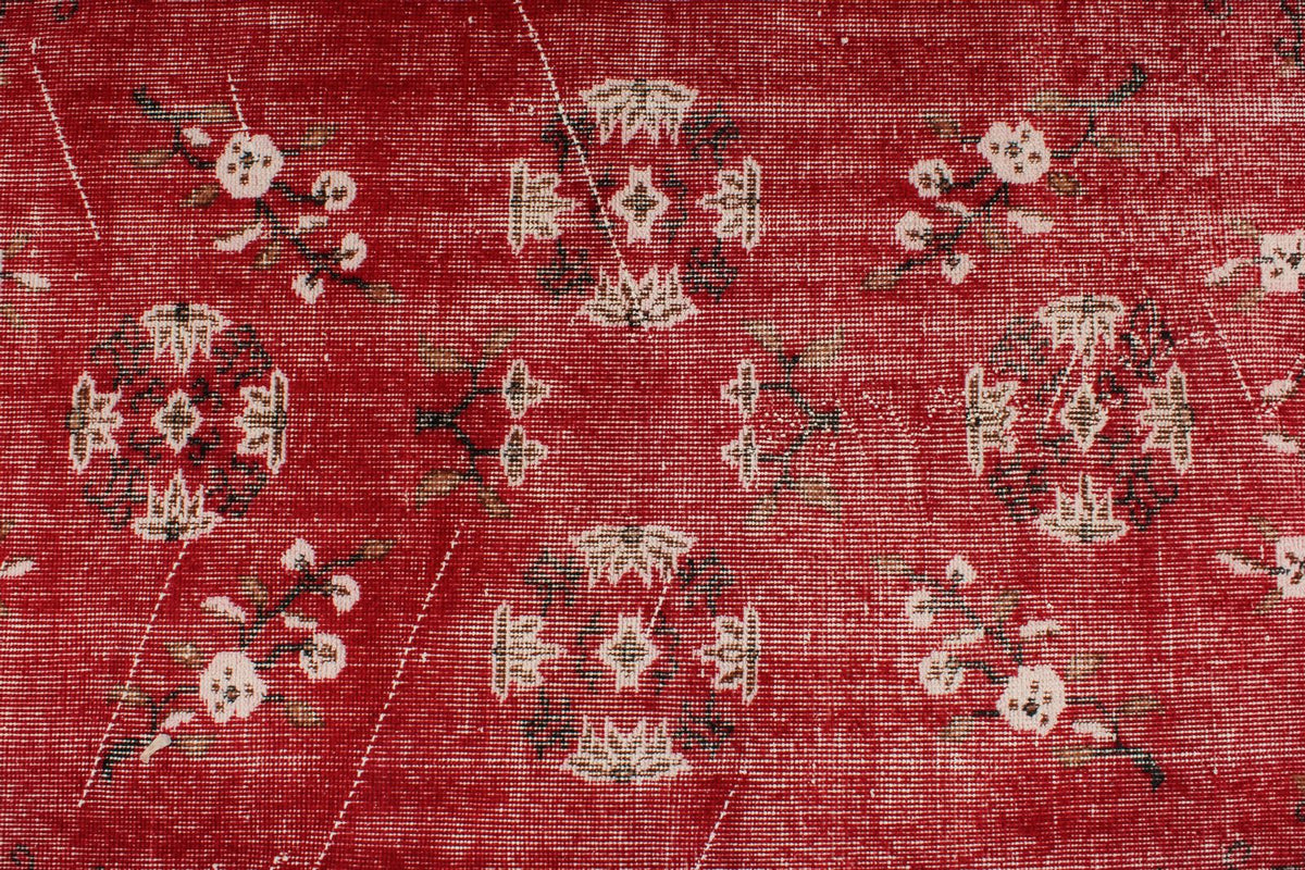 4x7 Red and Ivory Turkish Overdyed Rug