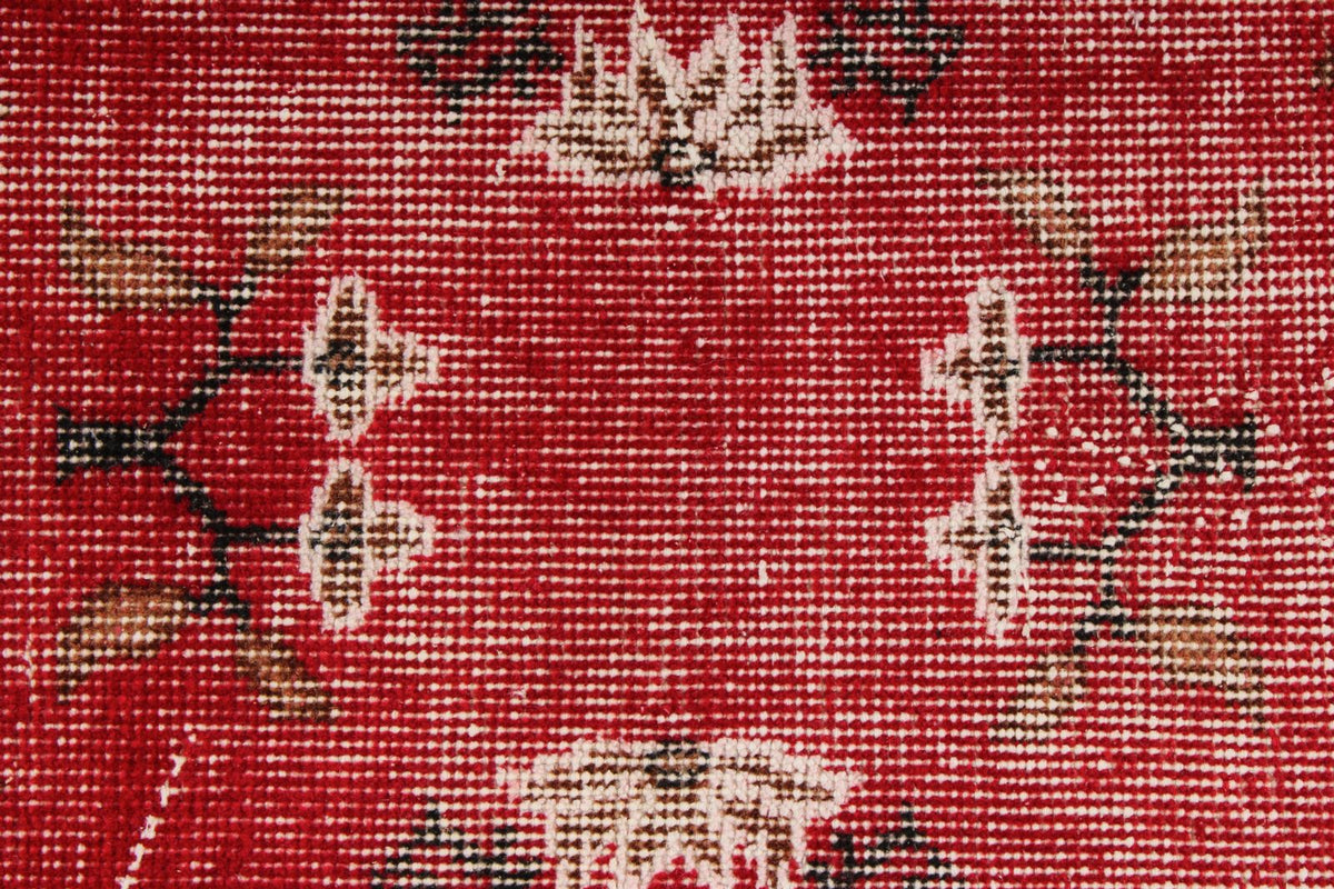 4x7 Red and Ivory Turkish Overdyed Rug