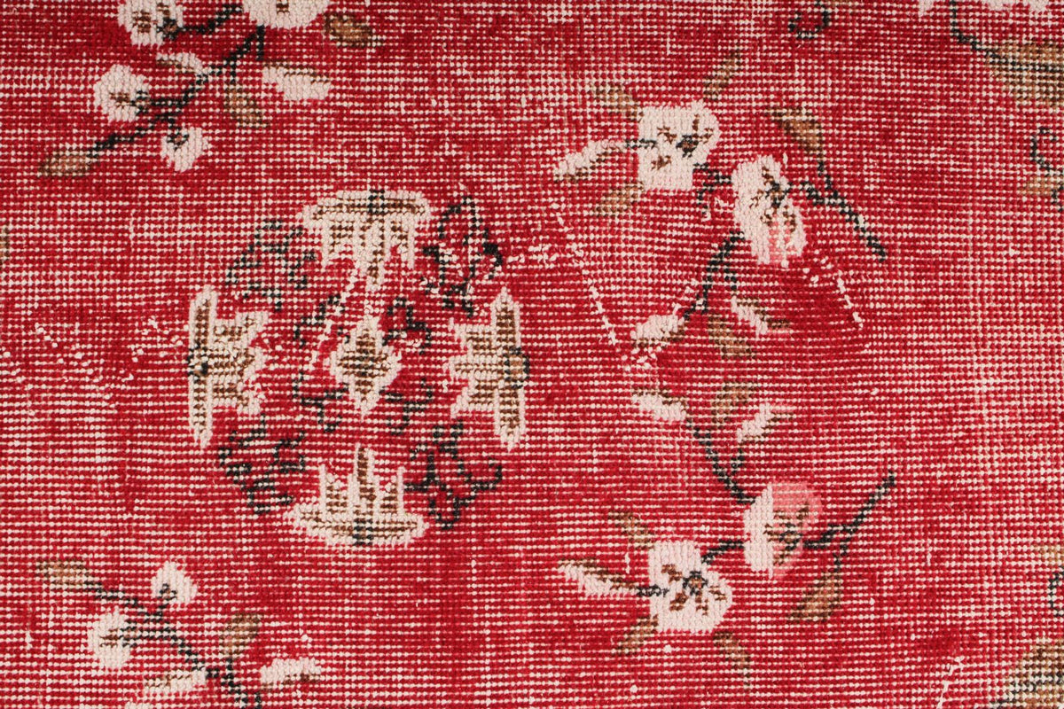 4x7 Red and Ivory Turkish Overdyed Rug
