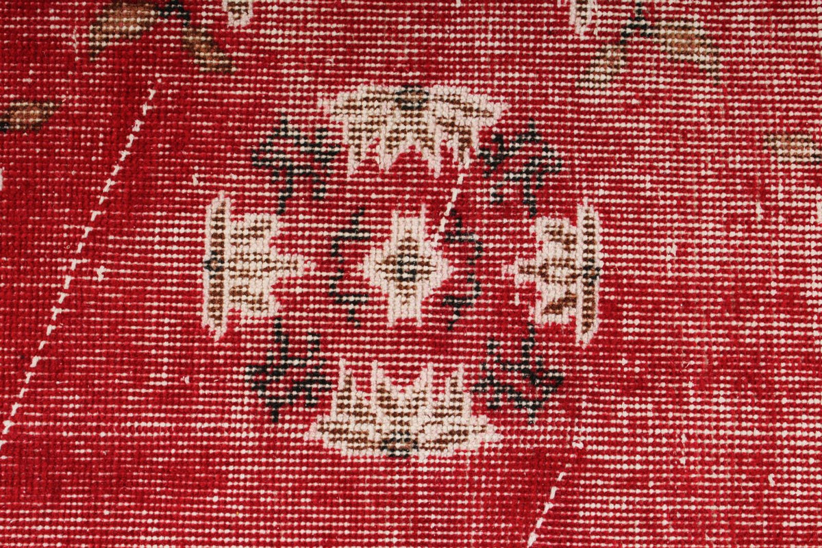 4x7 Red and Ivory Turkish Overdyed Rug