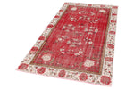 4x7 Red and Ivory Turkish Overdyed Rug