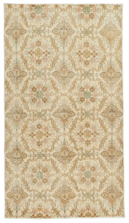 4x7 Ivory and Multicolor Turkish Anatolian Rug