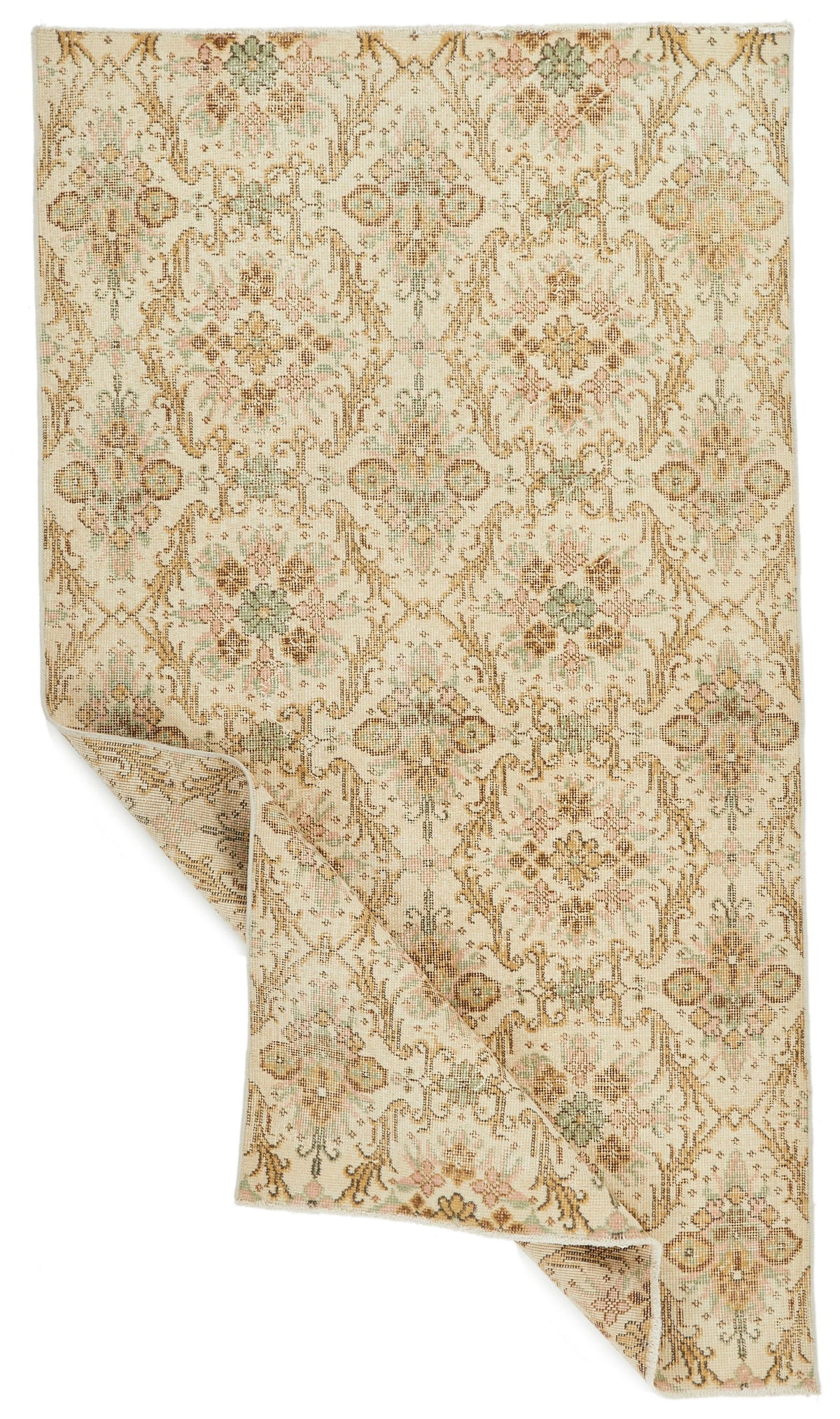 4x7 Ivory and Multicolor Turkish Anatolian Rug
