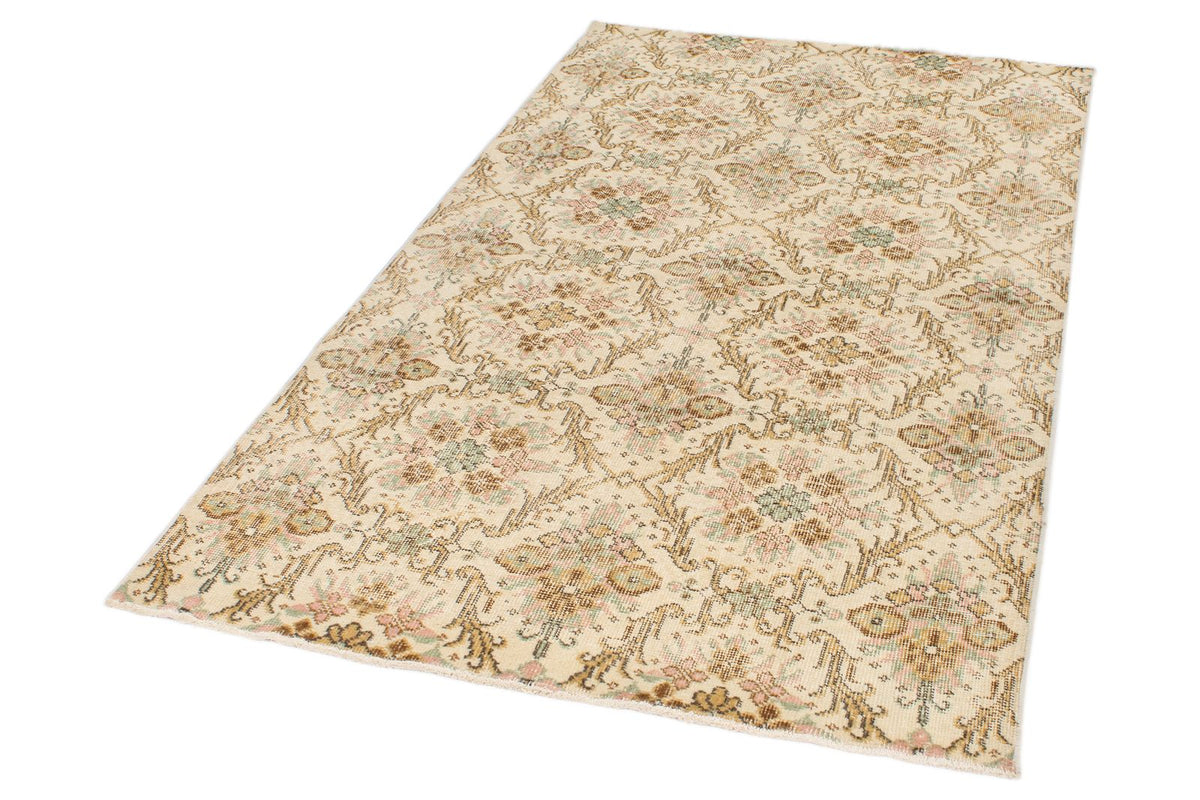 4x7 Ivory and Multicolor Turkish Anatolian Rug