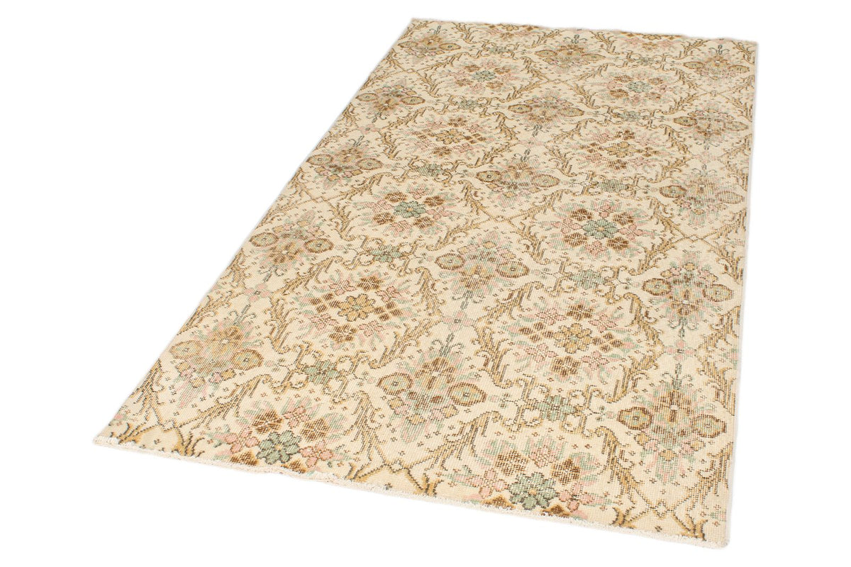 4x7 Ivory and Multicolor Turkish Anatolian Rug