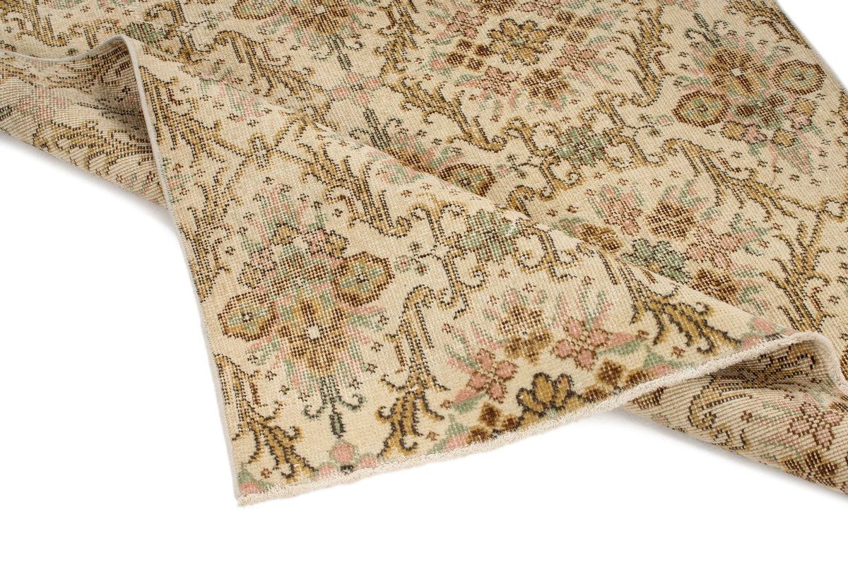 4x7 Ivory and Multicolor Turkish Anatolian Rug