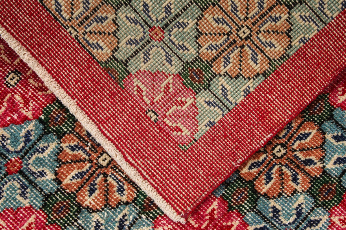 4x7 Red and Multicolor Turkish Overdyed Rug