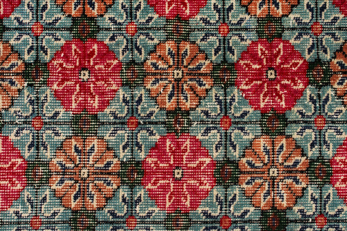 4x7 Red and Multicolor Turkish Overdyed Rug