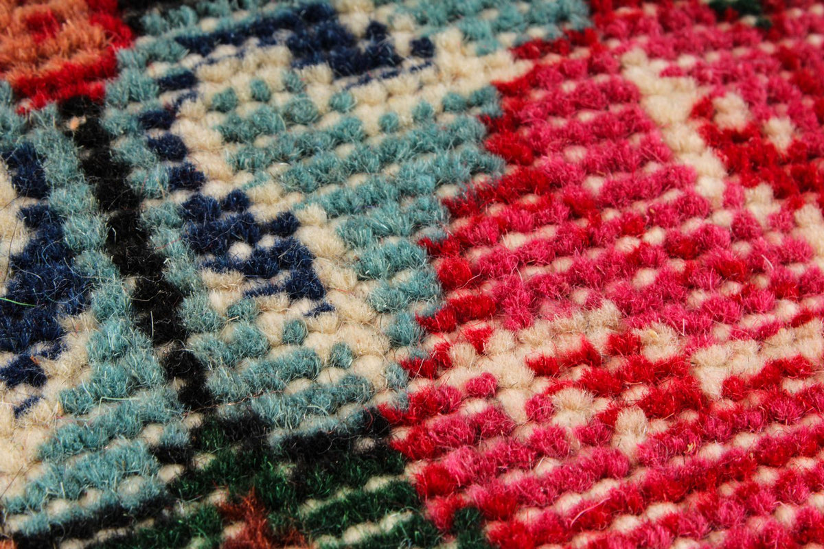 4x7 Red and Multicolor Turkish Overdyed Rug