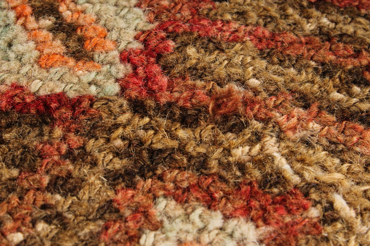 4x7 Brown and Red Turkish Patchwork Rug