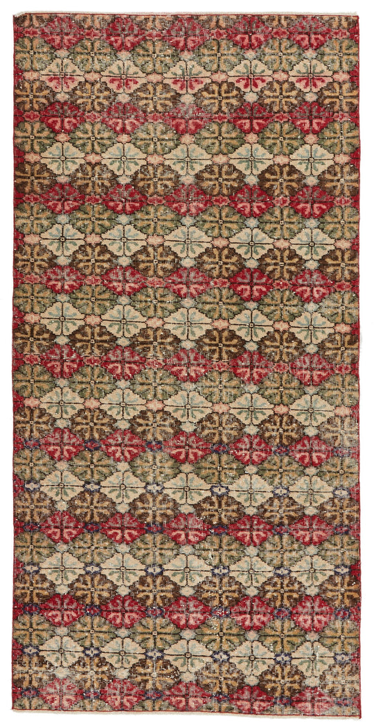 4x8 Red and Multicolor Turkish Anatolian Runner