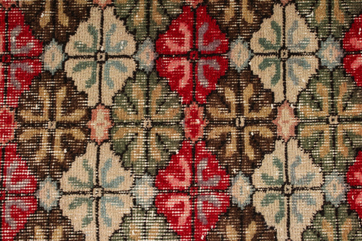 4x8 Red and Multicolor Turkish Anatolian Runner