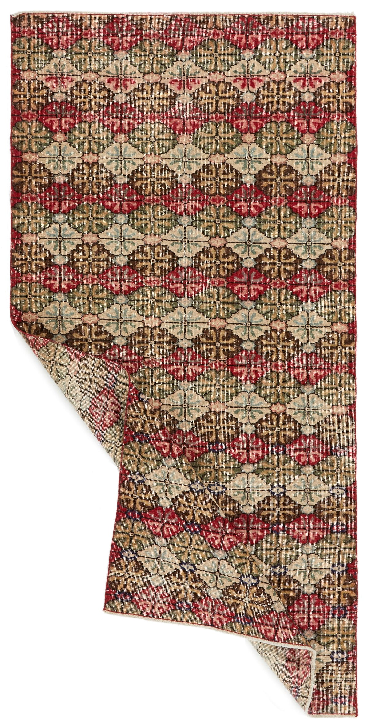 4x8 Red and Multicolor Turkish Anatolian Runner