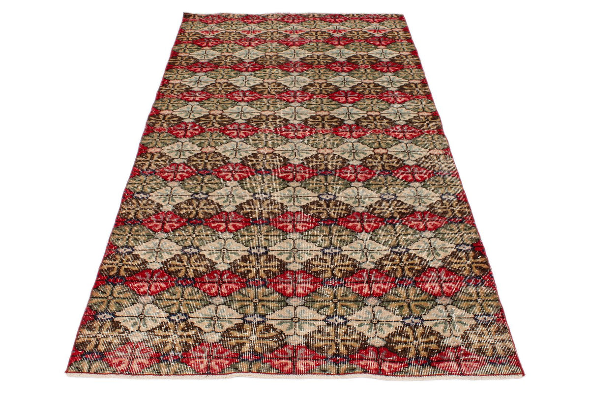 4x8 Red and Multicolor Turkish Anatolian Runner