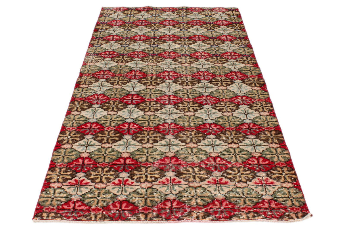 4x8 Red and Multicolor Turkish Anatolian Runner