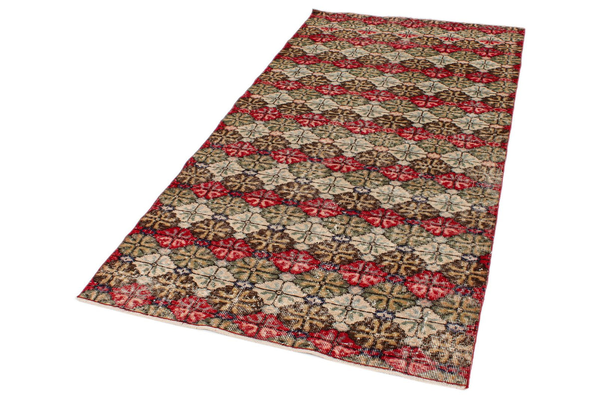 4x8 Red and Multicolor Turkish Anatolian Runner