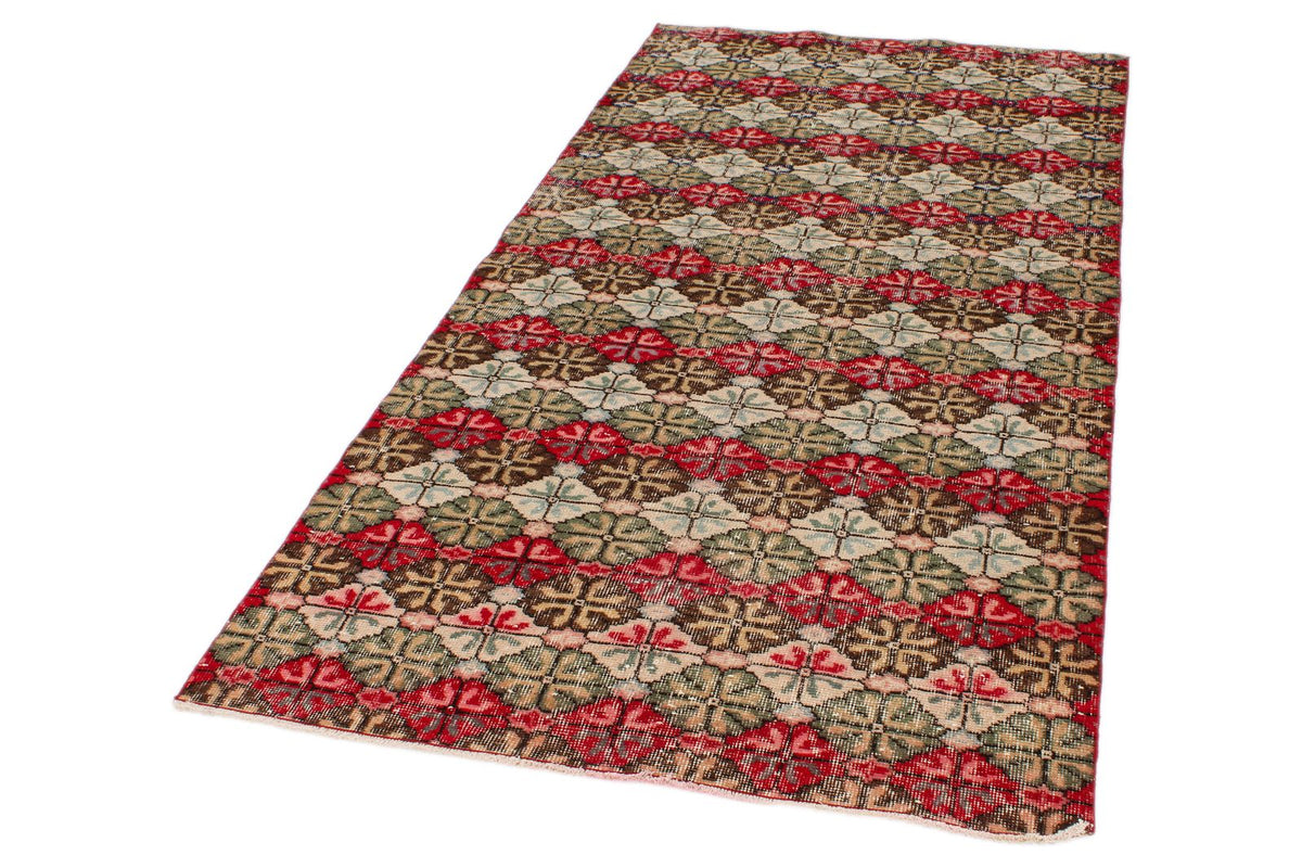 4x8 Red and Multicolor Turkish Anatolian Runner