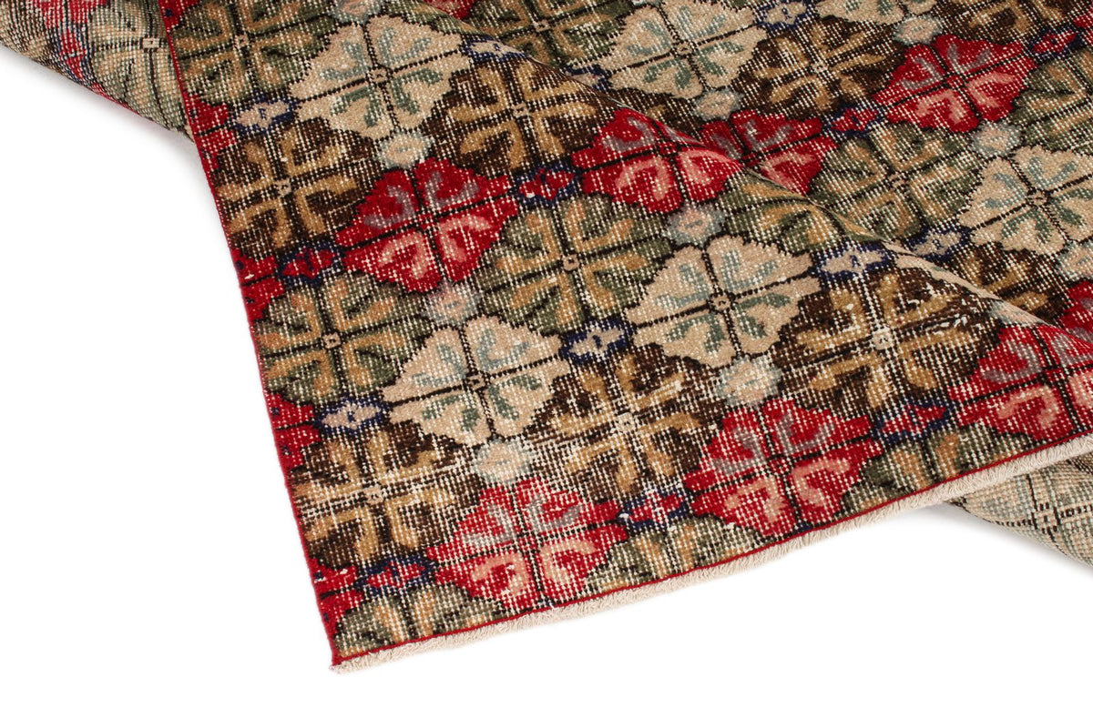 4x8 Red and Multicolor Turkish Anatolian Runner