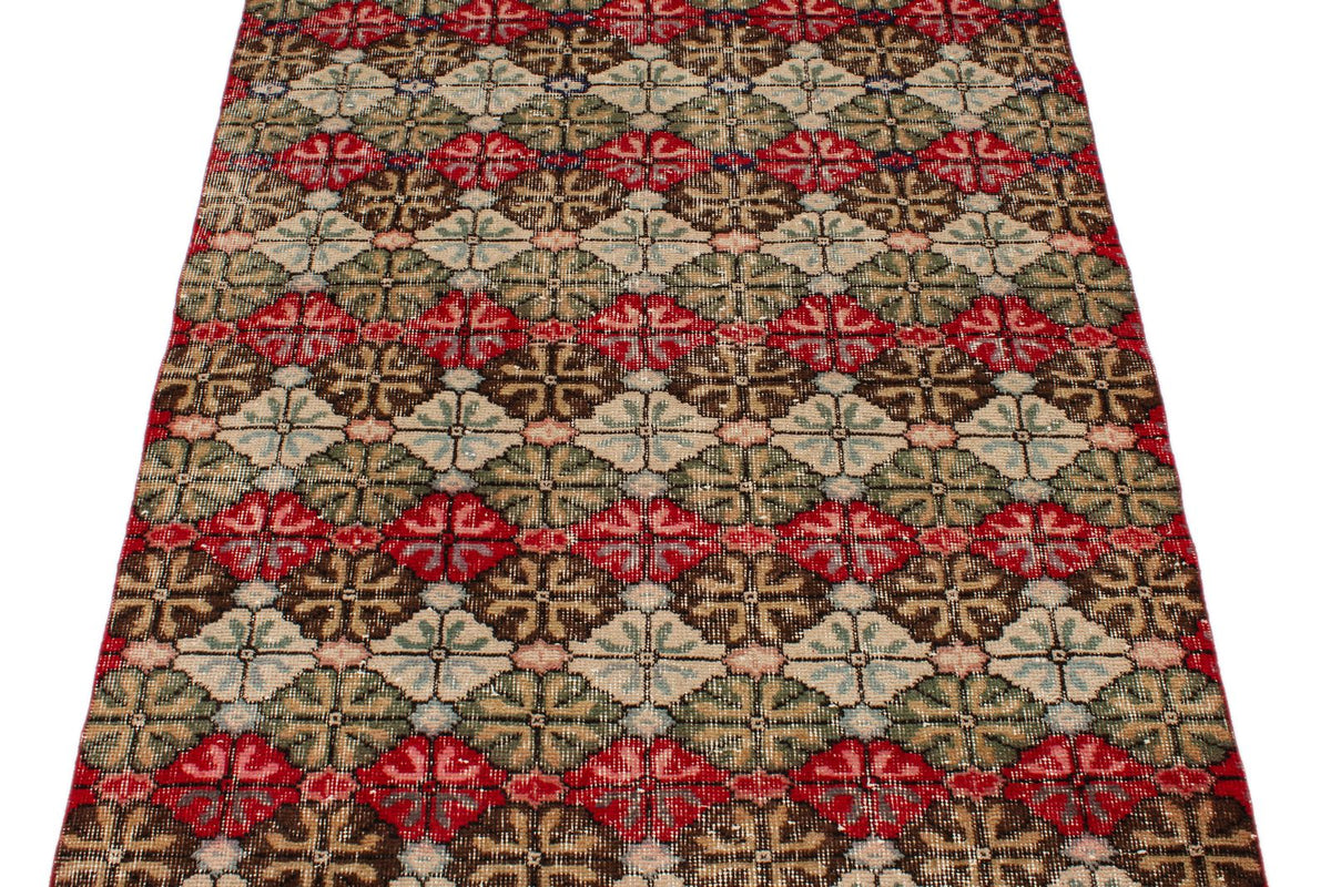 4x8 Red and Multicolor Turkish Anatolian Runner