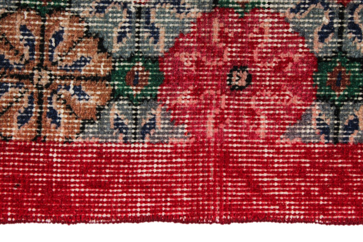 4x7 Red and Multicolor Turkish Overdyed Rug