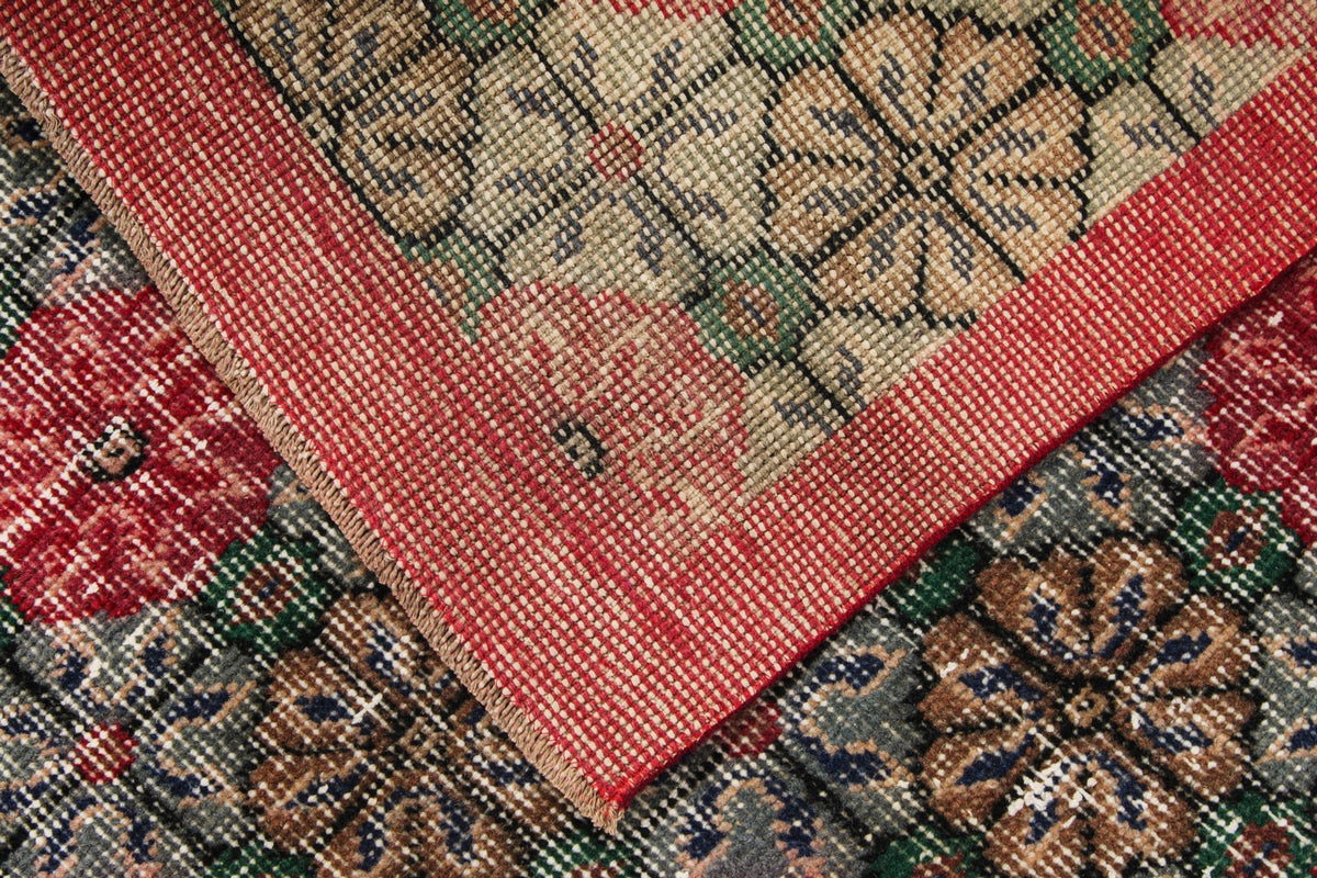 4x7 Red and Multicolor Turkish Overdyed Rug
