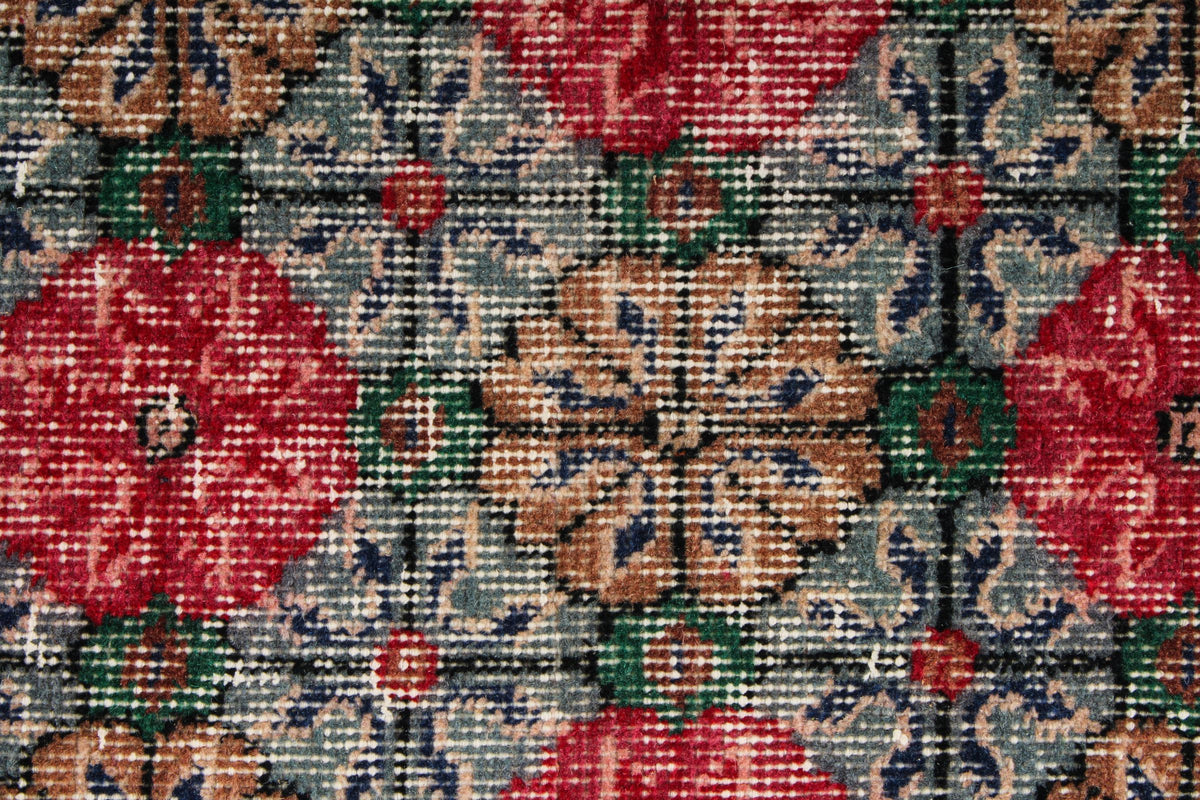 4x7 Red and Multicolor Turkish Overdyed Rug