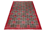 4x7 Red and Multicolor Turkish Overdyed Rug