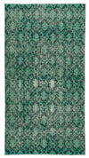 3x7 Green and Green Turkish Anatolian Runner