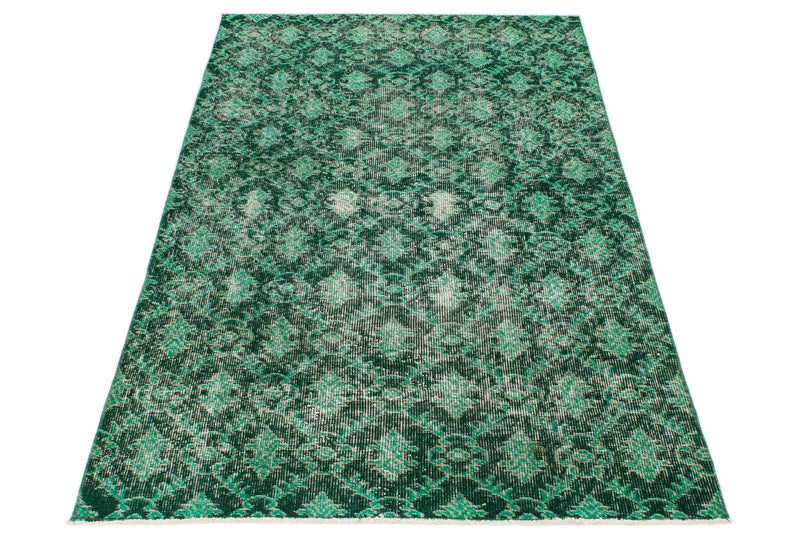 3x7 Green and Green Turkish Anatolian Runner