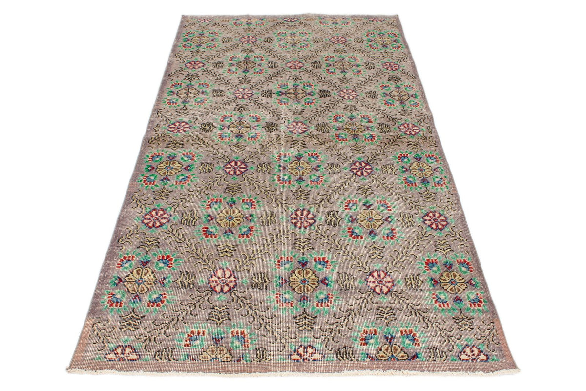 4x8 Brown and Multicolor Turkish Anatolian Runner