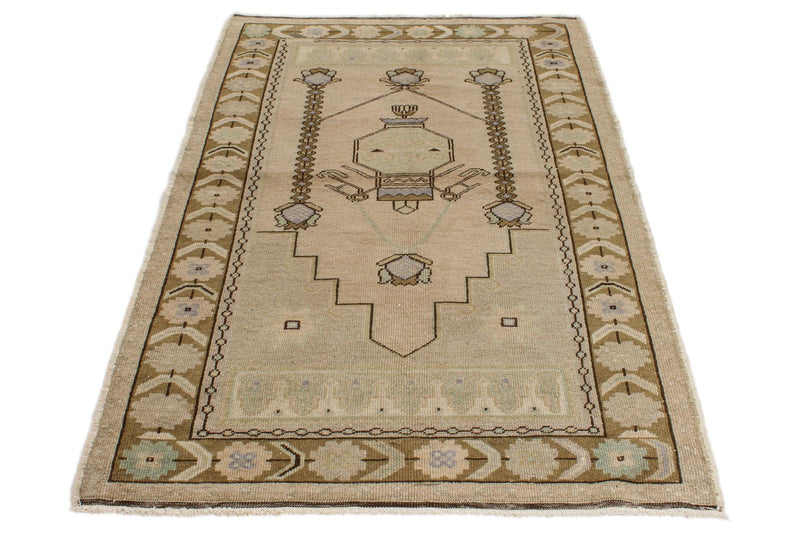 4x7 Brown and Brown Anatolian Turkish Tribal Rug