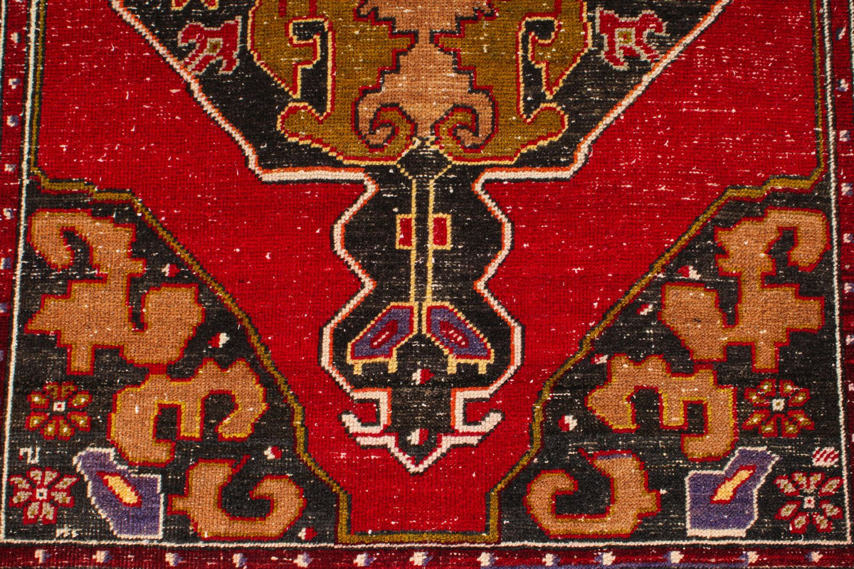 4x7 Red and Multicolor Anatolian Turkish Tribal Rug