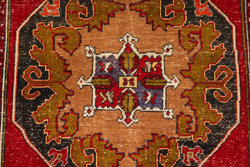 4x7 Red and Multicolor Anatolian Turkish Tribal Rug