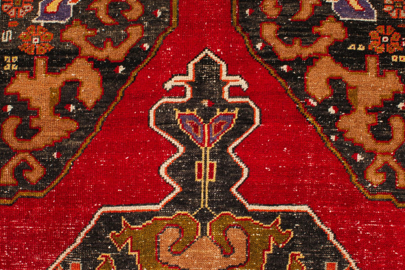 4x7 Red and Multicolor Anatolian Turkish Tribal Rug