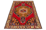 4x7 Red and Multicolor Anatolian Turkish Tribal Rug