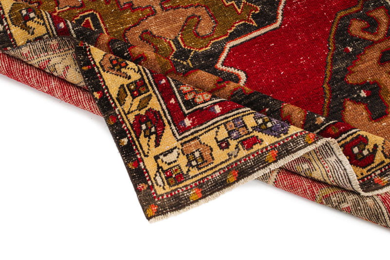 4x7 Red and Multicolor Anatolian Turkish Tribal Rug