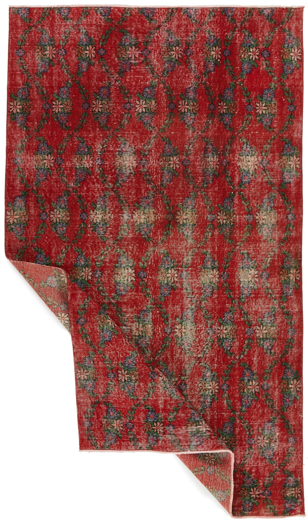 5x8 Red and Multicolor Anatolian Turkish Tribal Rug