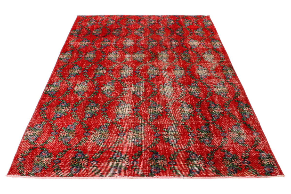5x8 Red and Multicolor Anatolian Turkish Tribal Rug