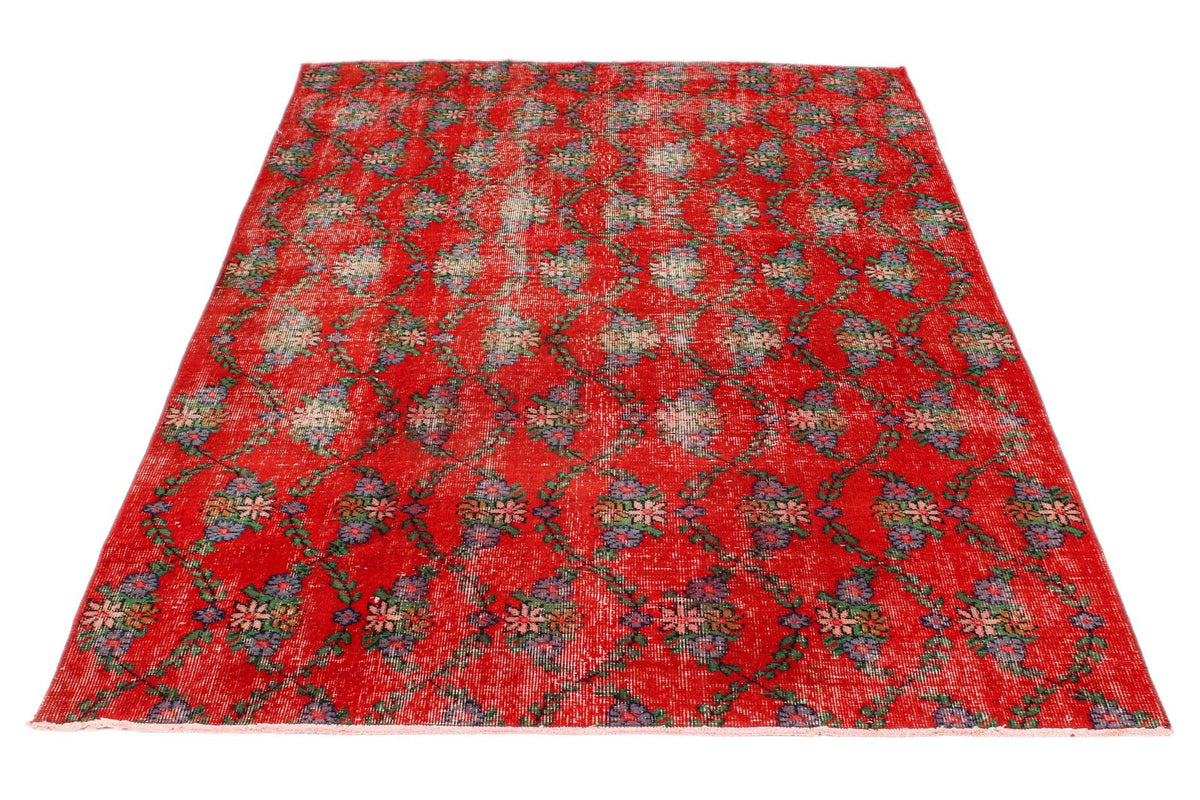5x8 Red and Multicolor Anatolian Turkish Tribal Rug